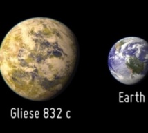 Impresión artística del nuevo planeta y de la Tierra. Fuente: Laboratorio de Habitabilidad Planetaria, Universidad de Puerto Rico en Arecibo.