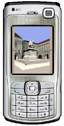 Pantalla de móvil con la Plaza de Viena. The Josefsplatz Experience. Pantalla de móvil con la Plaza de Viena. The Josefsplatz Experience.