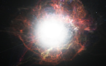 Impresión artística de la formación de polvo alrededor de una explosión de supernova. Fuente: ESO.