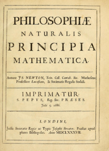 Página del título de "Philosophiae naturalis principia mathematica" de Newton. Fuente: Wikipedia. Página del título de "Philosophiae naturalis principia mathematica" de Newton. Fuente: Wikipedia.