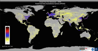 Emisiones de CO2 en 2009. Fuente: Gurney Lab. Emisiones de CO2 en 2009. Fuente: Gurney Lab.
