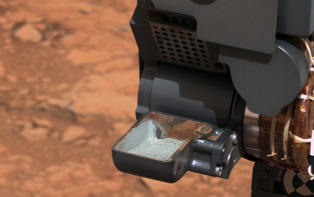Muestra de polvo de roca extraída por el rover Curiosity. Fuente: NASA/JPL-Caltech/Malin Space Science Systems.
