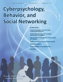 Portada del último número de Cyberpsychology, Behavior, and Social Networking. Fuente: Liebert publishers. Portada del último número de Cyberpsychology, Behavior, and Social Networking. Fuente: Liebert publishers.
