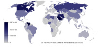 Mapa actualizado con las reservas probadas de petroleo en el mundo (2013). Imagen: HêRø. Fuente: Wikipedia..