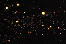Impresión artística de exoplanetas en la Vía Láctea. Imagen: M. Kornmesser. Fuente: ESO.