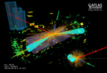 Colisión con un bosón de Higgs desintegrándose en fermiones. Foto: Bianchi, Riccardo Maria. Fuente: CERN.