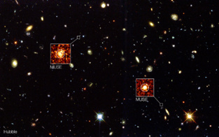 MUSE va más allá del Hubble en el Campo Profundo Sur del Hubble. Fuente: ESO. MUSE va más allá del Hubble en el Campo Profundo Sur del Hubble. Fuente: ESO.