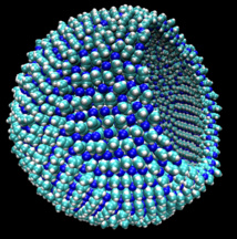 Representación de un azotosoma de 9 nanómetros, alrededor del tamaño de un virus. Fuente: Universidad de Cornell.