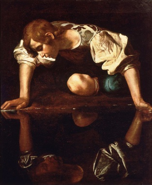 'Narciso en la fuente', atribuido a Caravaggio. Fuente: Wikipedia.