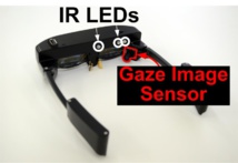 K-Glass 2, con sus LEDs y el sensor mirada-imagen. Fuente: KAIST. K-Glass 2, con sus LEDs y el sensor mirada-imagen. Fuente: KAIST.