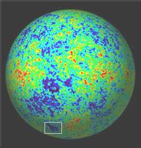 Imagen de la mitad del Universo. La anomalía, en el recuadro. NASA.