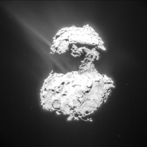 Gases y polvo en la superficie de Rosetta. Fuente: ESA/Rosetta/NavCam.