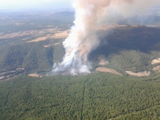 Incendio topográfico en Salo (24-07-2013). Imagen: Bombers de la Generalitat de Catalunya. Fuente: CREAF-CTFC.