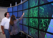 Alessandra Angelucci y Valerio Pascucci muestran las imágenes creadas con su software. Fuente: Universidad de Utah