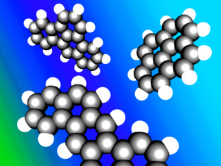 Hidrocarburo aromático policíclico típico. Imagen: Inductiveload. Fuente: Wikipedia.