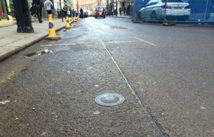 Un sensor de aparcamiento del servicio 'inteligente' de Londres. Fuente: Universidad de Sheffield. Un sensor de aparcamiento del servicio 'inteligente' de Londres. Fuente: Universidad de Sheffield.