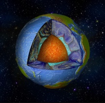 El interior de la Tierra. Imagen: Mingming Li. Fuente: Universidad de Colorado.