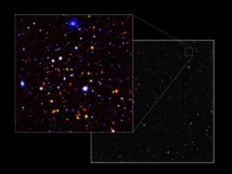 Pequeña sección (0,4%) del área observada por UDS. La mayoría de las galaxias son muy distantes, y se ven como eran hace 9.000 millones de años. Imagen: O. Almaini. Fuente: Universidad de Nottingham.
