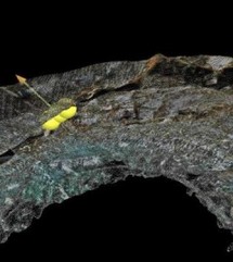 Imagen de un punto de medición del gVT en el techo del túnel. Foto: Jeramy Decker, Kiewit Corp. Imagen de un punto de medición del gVT en el techo del túnel. Foto: Jeramy Decker, Kiewit Corp.