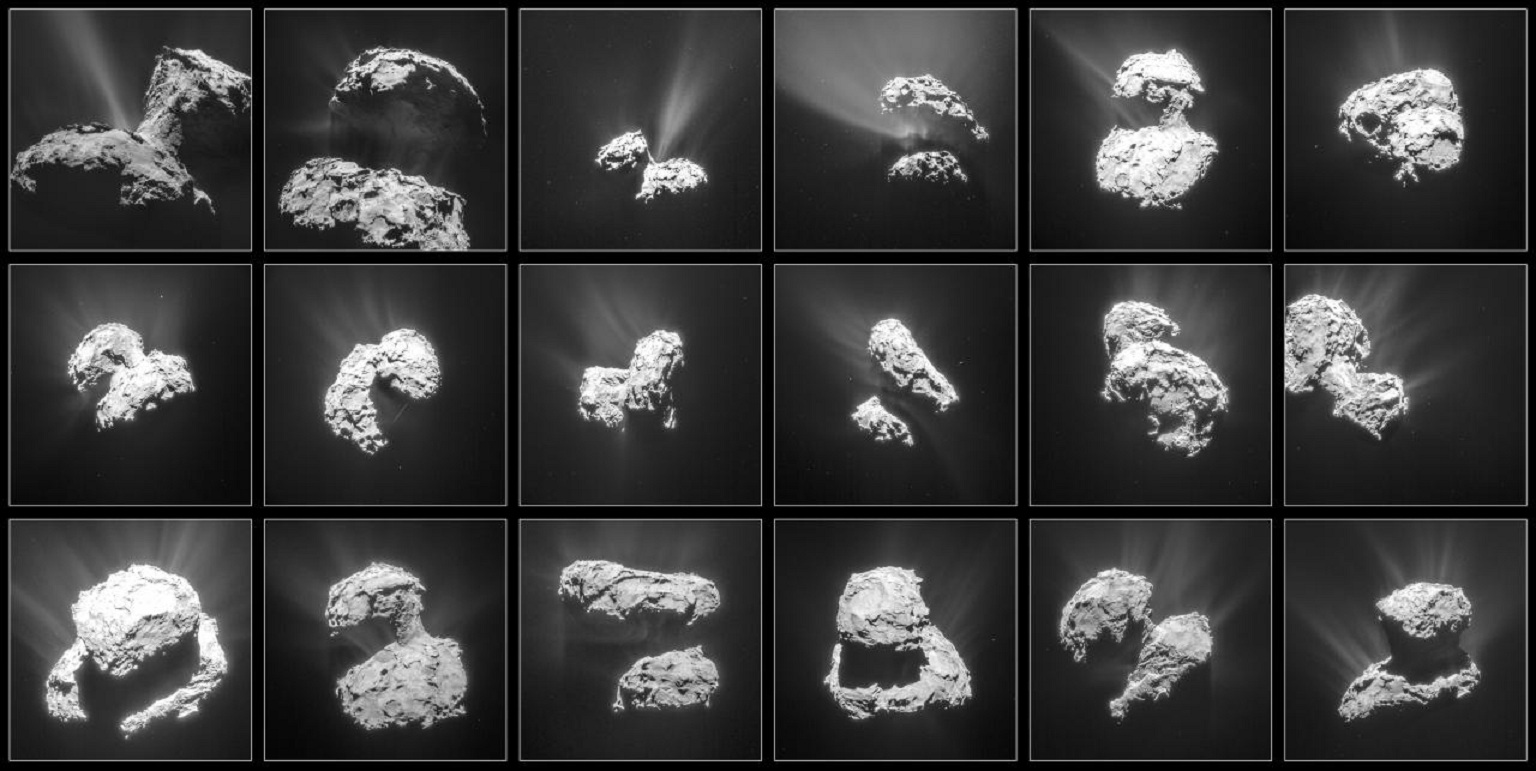 Diversas imágenes del cometa al que ha acompañado Rosetta. Fuente: ESA/Rosetta/MPS for OSIRIS Team MPS/UPD/LAM/IAA/SSO/INTA/UPM/DASP/IDA.