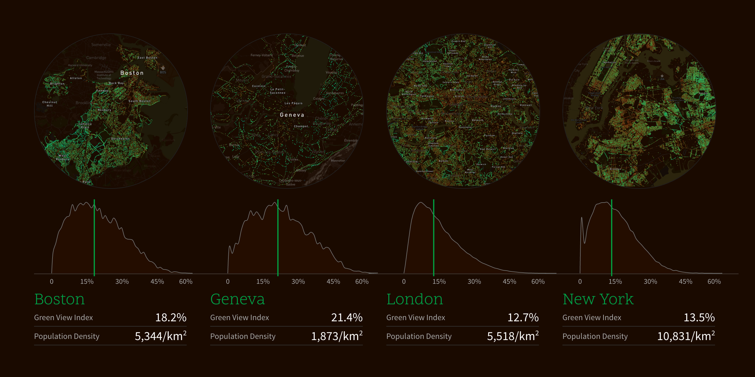 Un mapa descubre las zonas arboladas de las principales ciudades del mundo