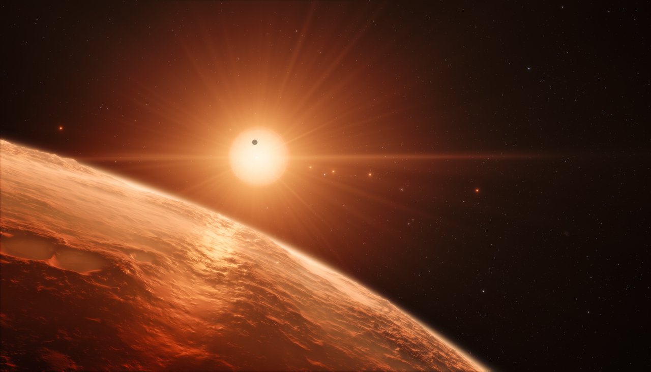 Ilustración del sistema planetario de TRAPPIST-1. Foto: ESO/M. Kornmesser