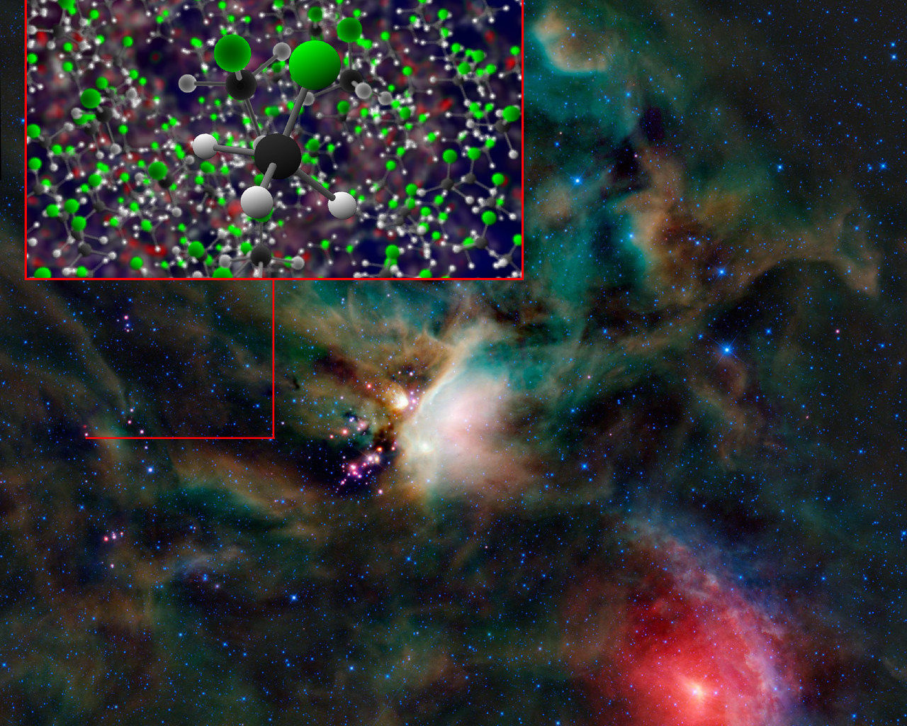 ALMA ha descubierto freón 40 alrededor de  estrellas jóvenes de IRAS 16293-2422. Estos mismos compuestos orgánicos fueron descubiertos por el instrumento de ROSINA en la sonda Rosetta de la ESA en la fina atmósfera que rodea al cometa 67P/C-G.  Crédito: B. Saxton (NRAO/AUI/NSF); NASA/JPL-Caltech/UCL
