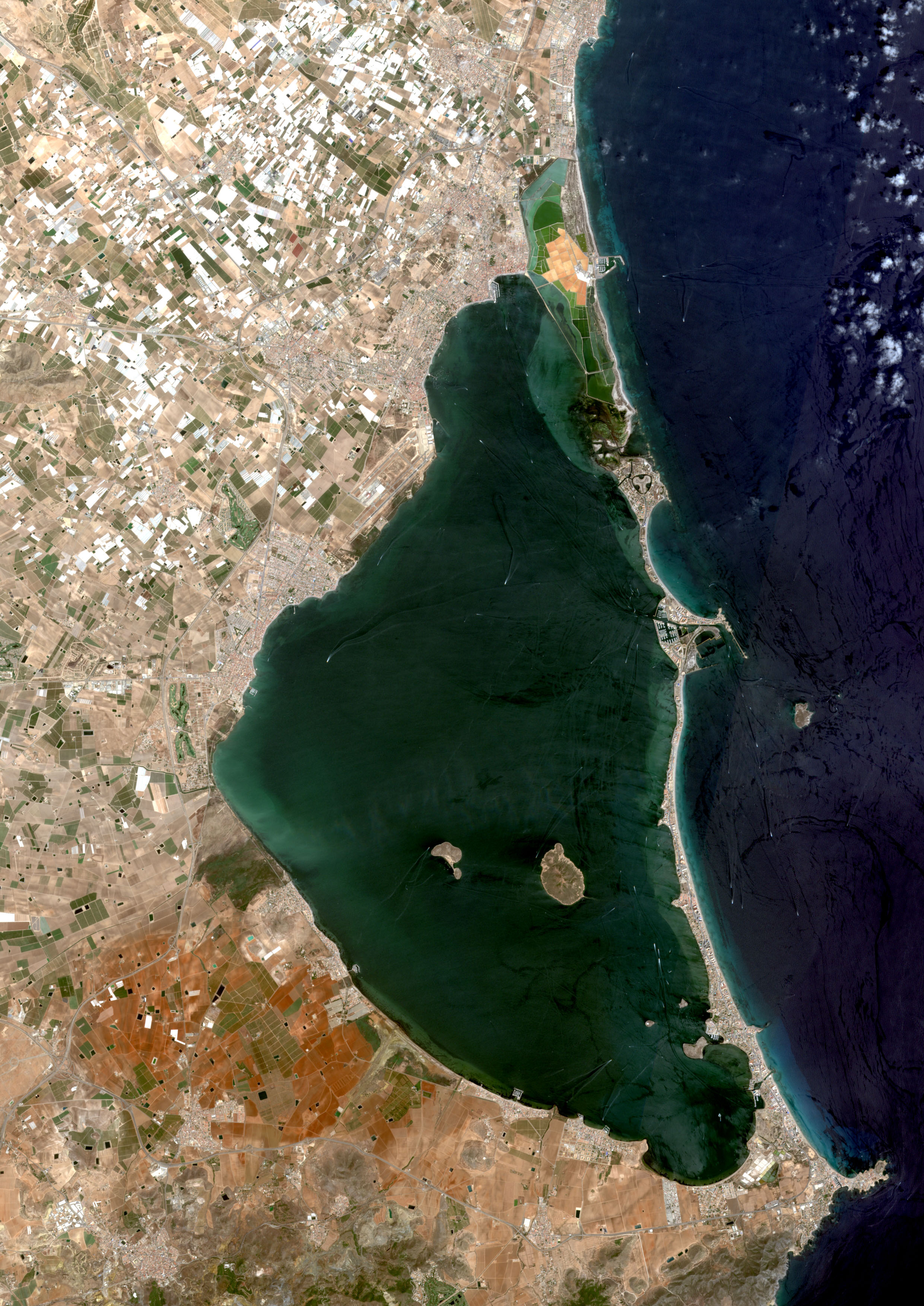 El Mar Menor visto desde el satélite el 4 de agosto de 2017 / IMIDA