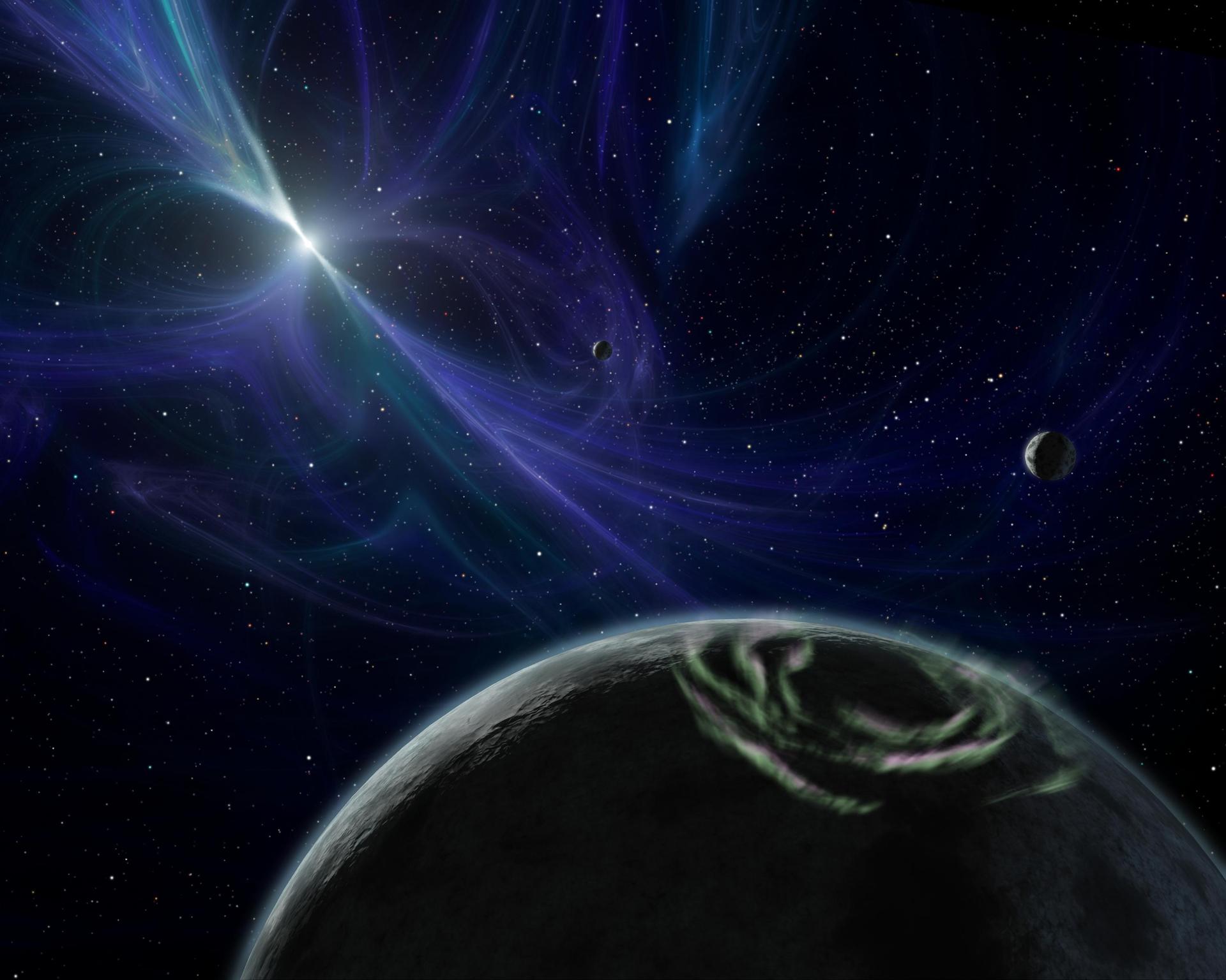 Representación artística del Sistema planetario descubierto por Aleksander Wolszczan en 1992. NASA/JPL-Caltech
