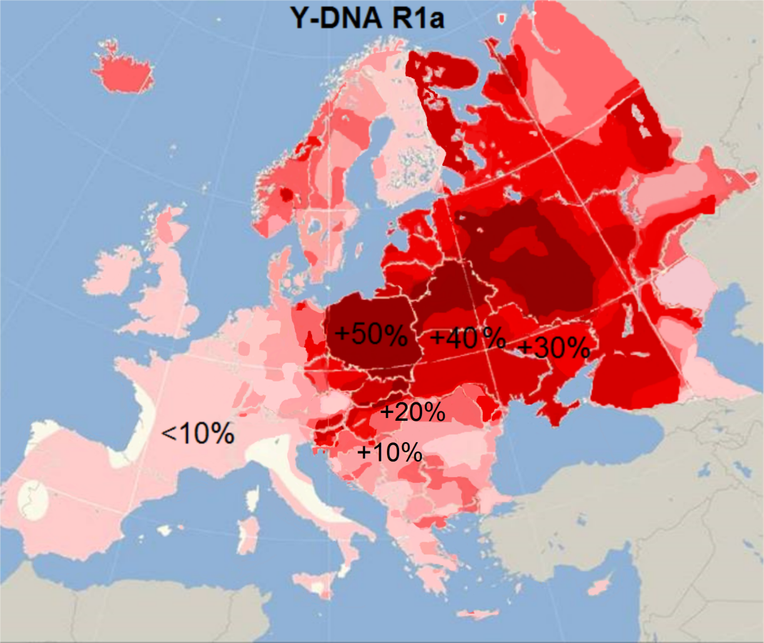 Distribución del haplogrupo R1a en Europa