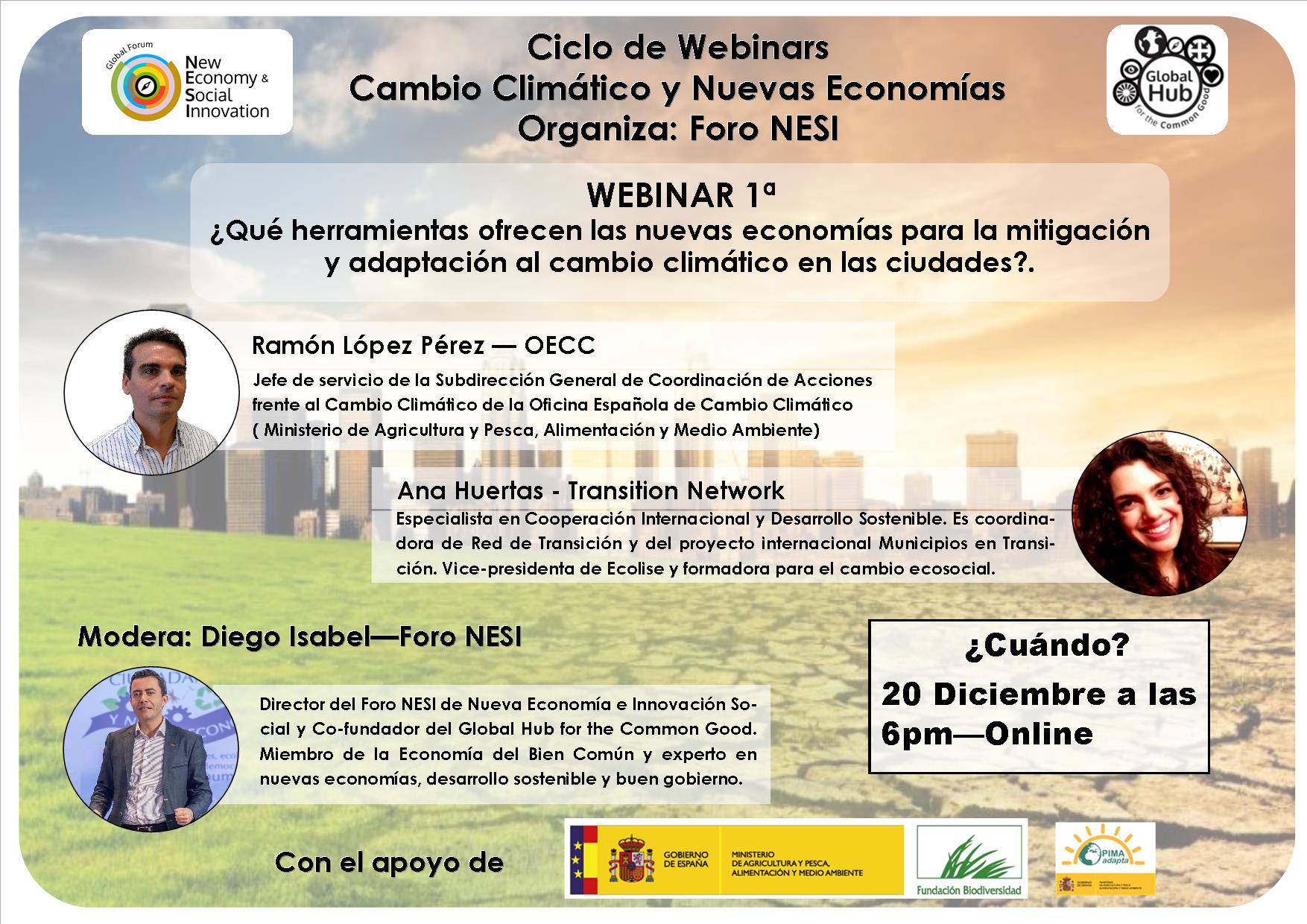 Próximos Webinars sobre las propuestas de la nueva economía ante el cambio climático