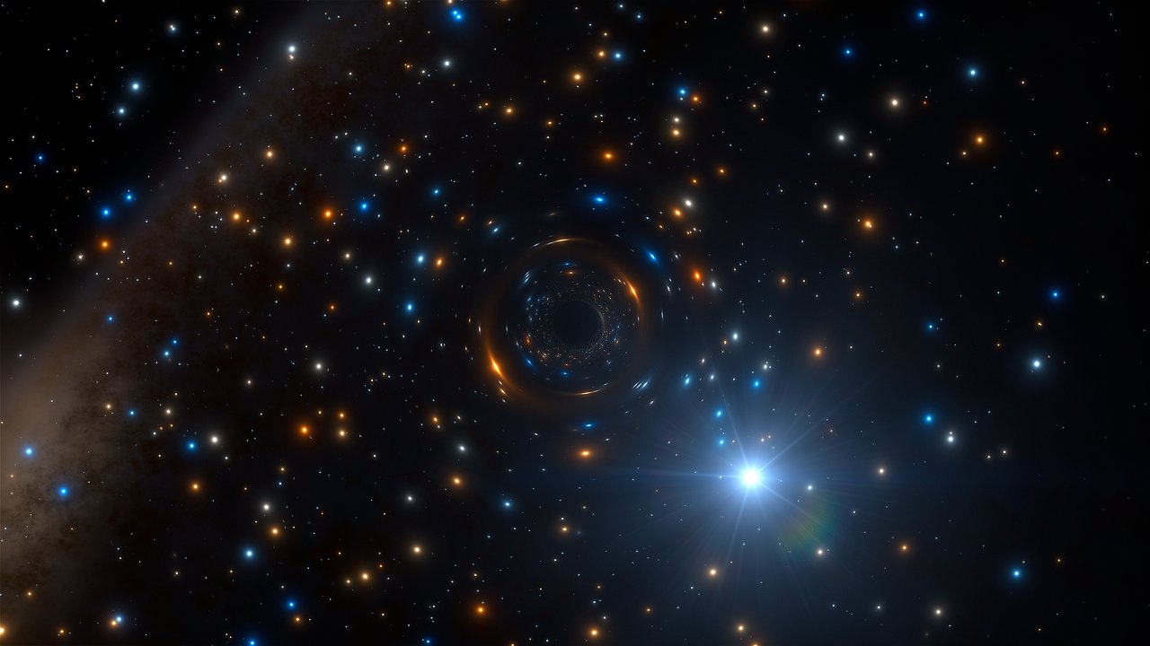 Impresión artística del sistema binario con agujero negro en NGC 3201. ESO.