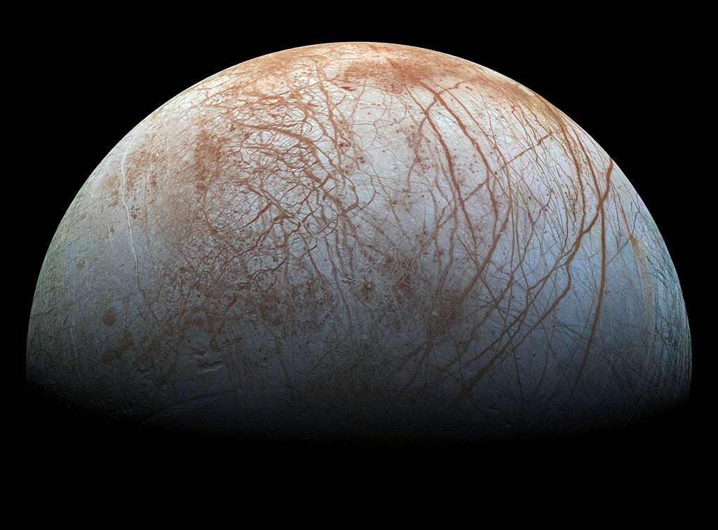 Imagen de la superficie de  Europa captada por Galileo. Foto: NASA/JPL-Caltech/SETI Institute