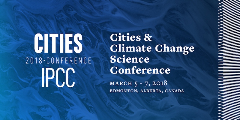 Cartel de la conferencia sobre ciudades y cambio climático.