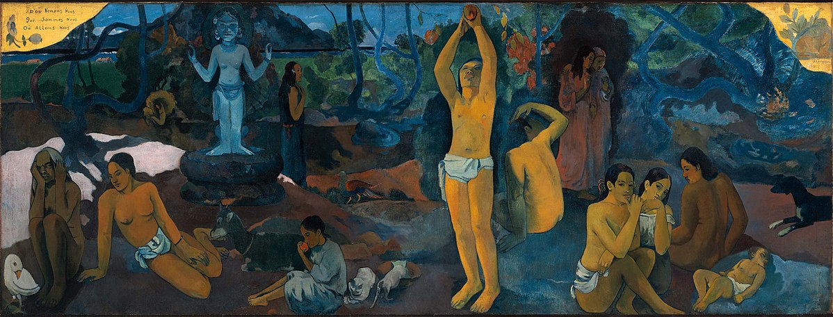 ¿De dónde venimos? ¿Quiénes somos? ¿A dónde vamos?, una de las pinturas más famosas del  post-impresionista Paúl Gauguin.