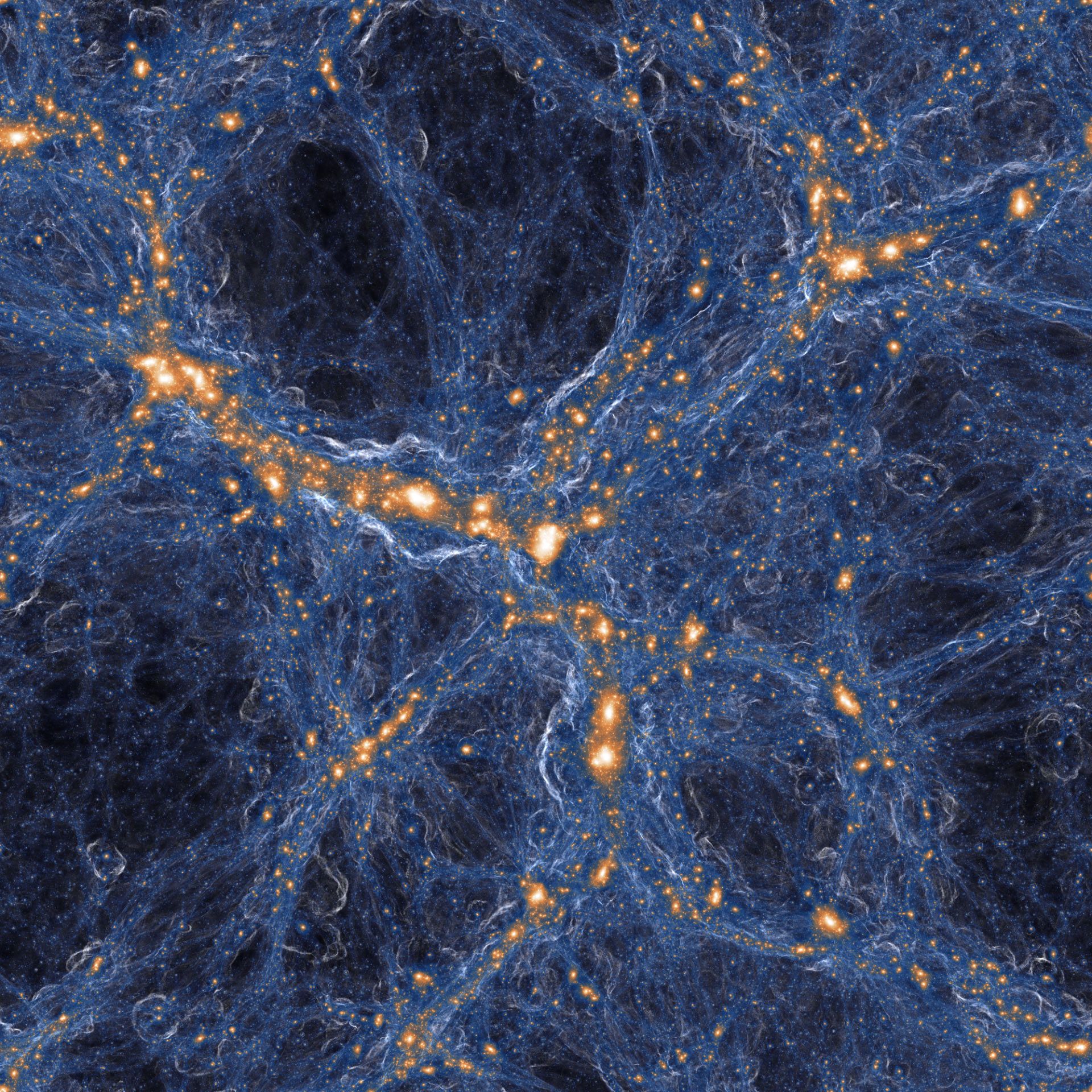 Simulación de galaxias y gases en el universo. Crédito: TNG colaboración.