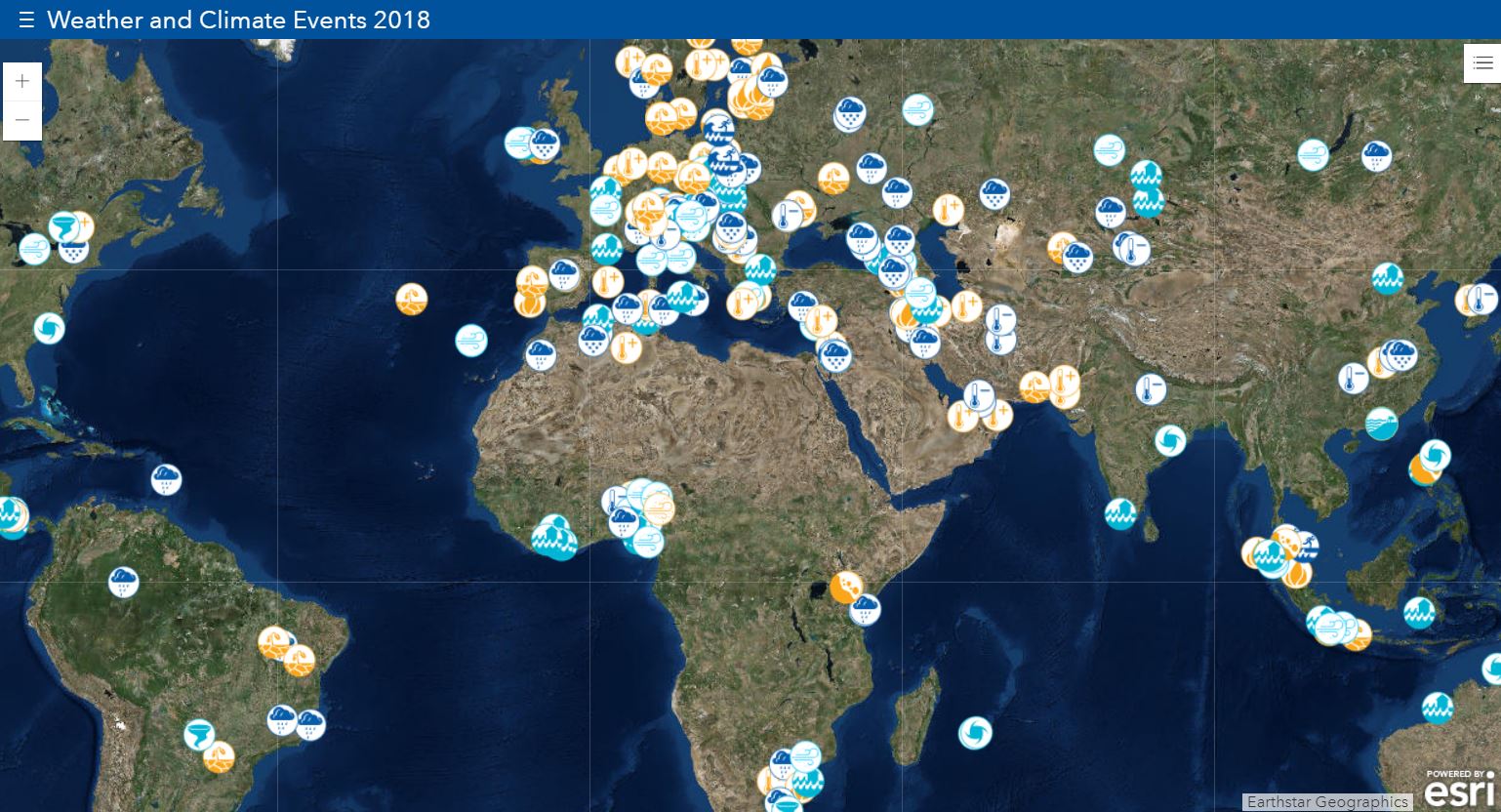 Los eventos climáticos de 2018. Mapa interactivo. Click sobre la imagen para acceder.