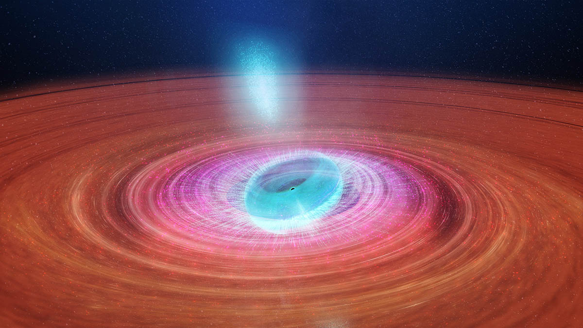 Impresión artística de un disco de acreción de un agujero negro. ICRAR/ESA