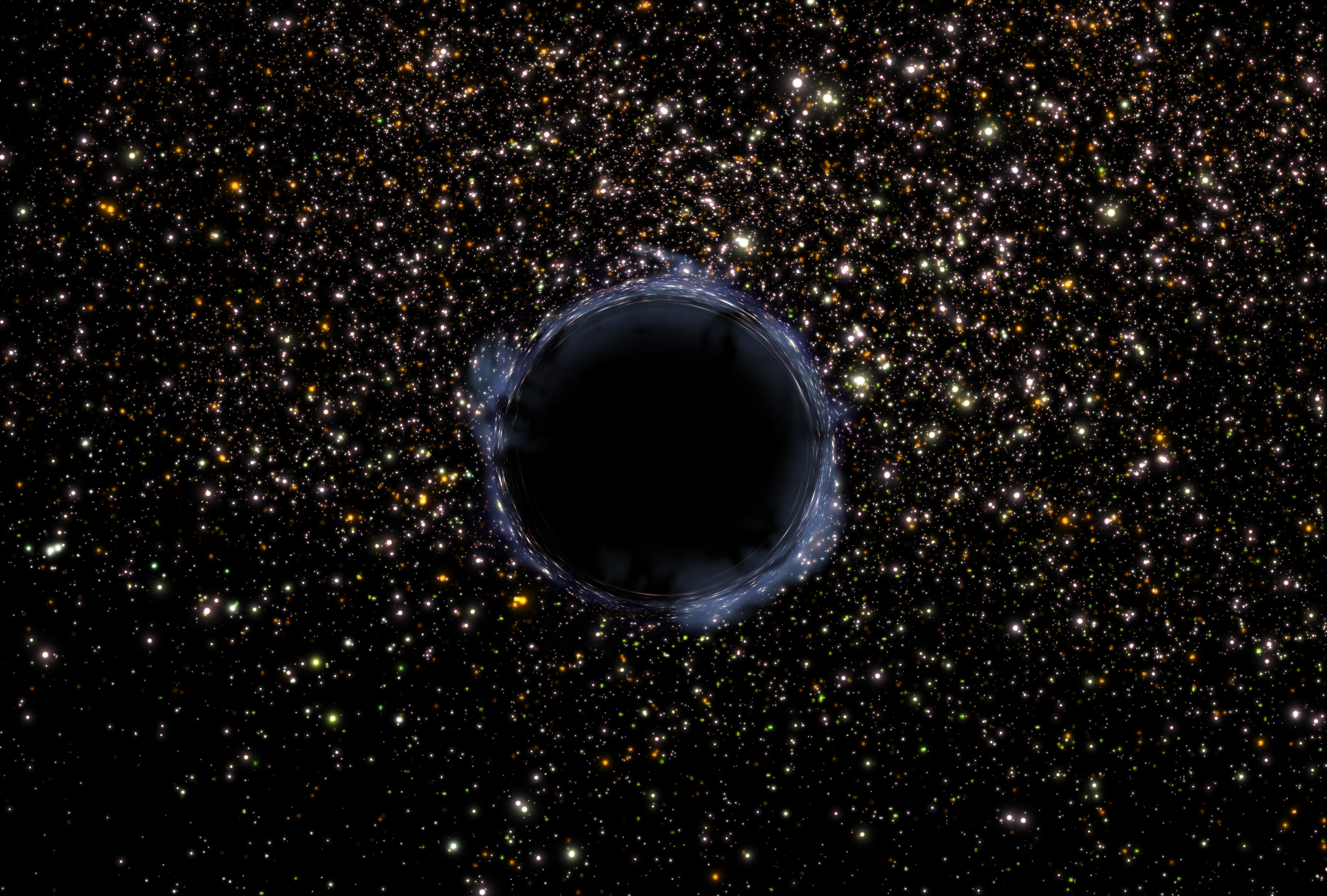 Recreación artística de un agujero negro en un cúmulo estelar. Crédito: NASA/ESA y G. Bacon (STScI).