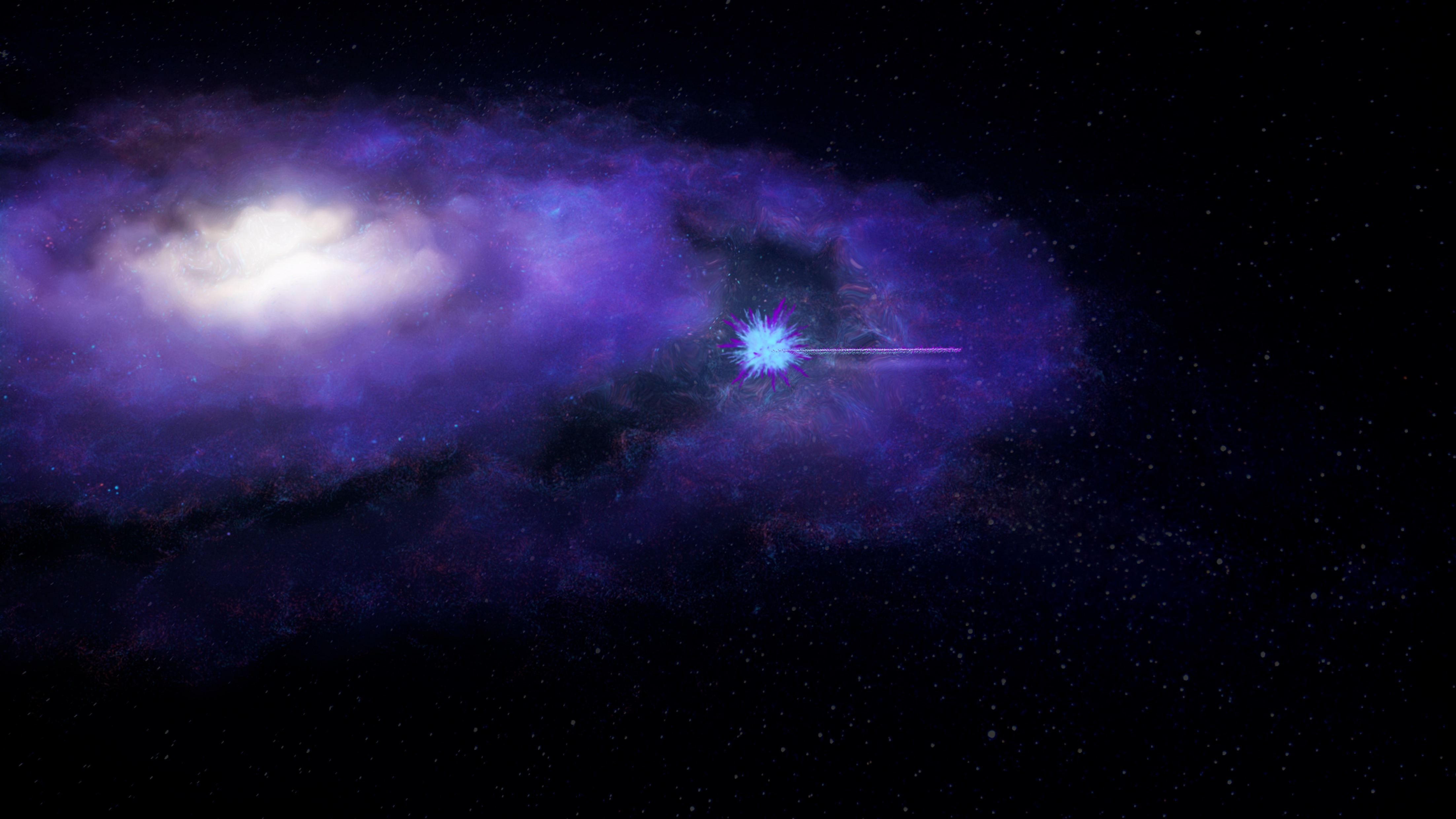 La FRB abandona su galaxia anfitriona como una brillante explosión de ondas de radio. Crédito: ICRAR.
