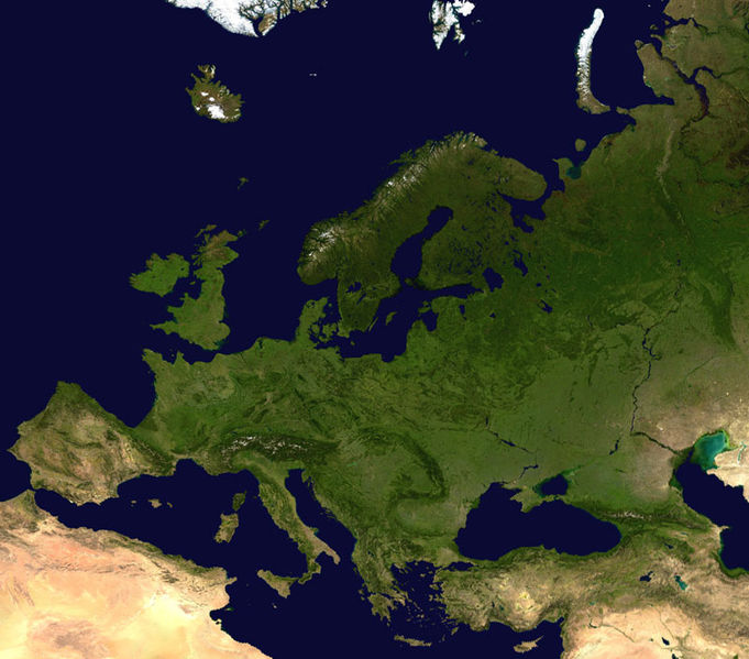 Imagen satelital de Europa. Fuente: NASA/Wikipedia.