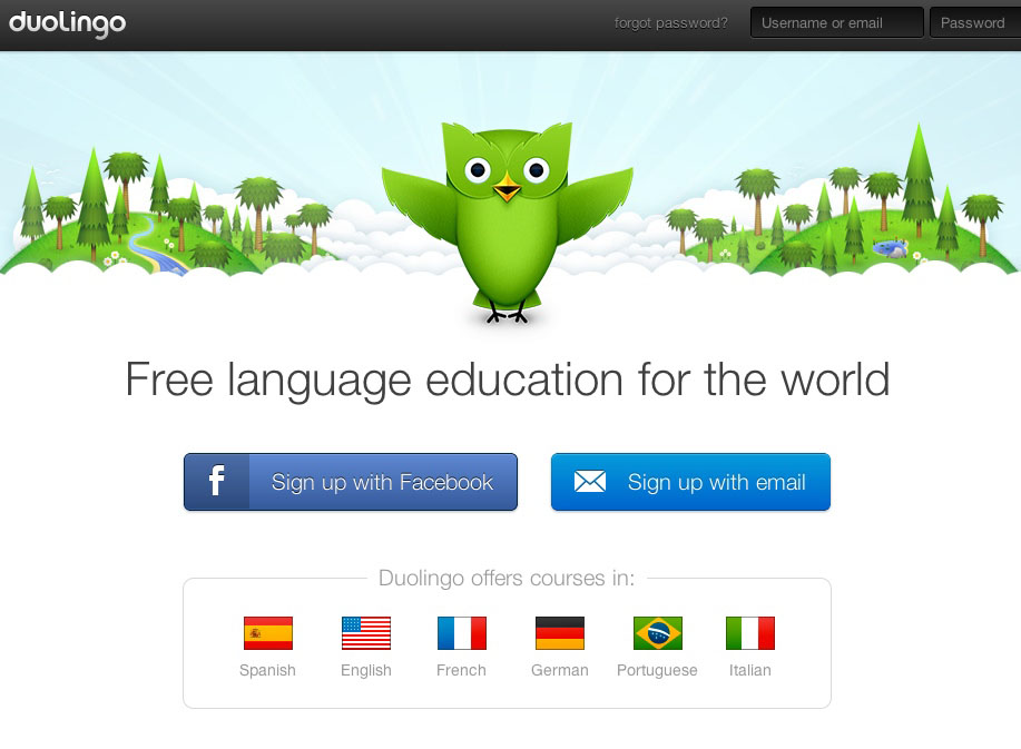 Captura de pantalla de Duolingo