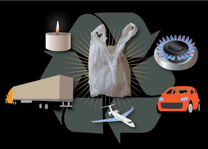Las bolsas de plástico pueden reciclarse para obtener diésel. Imagen: Julie McMahon. Fuente: Universidad de Illinois.
