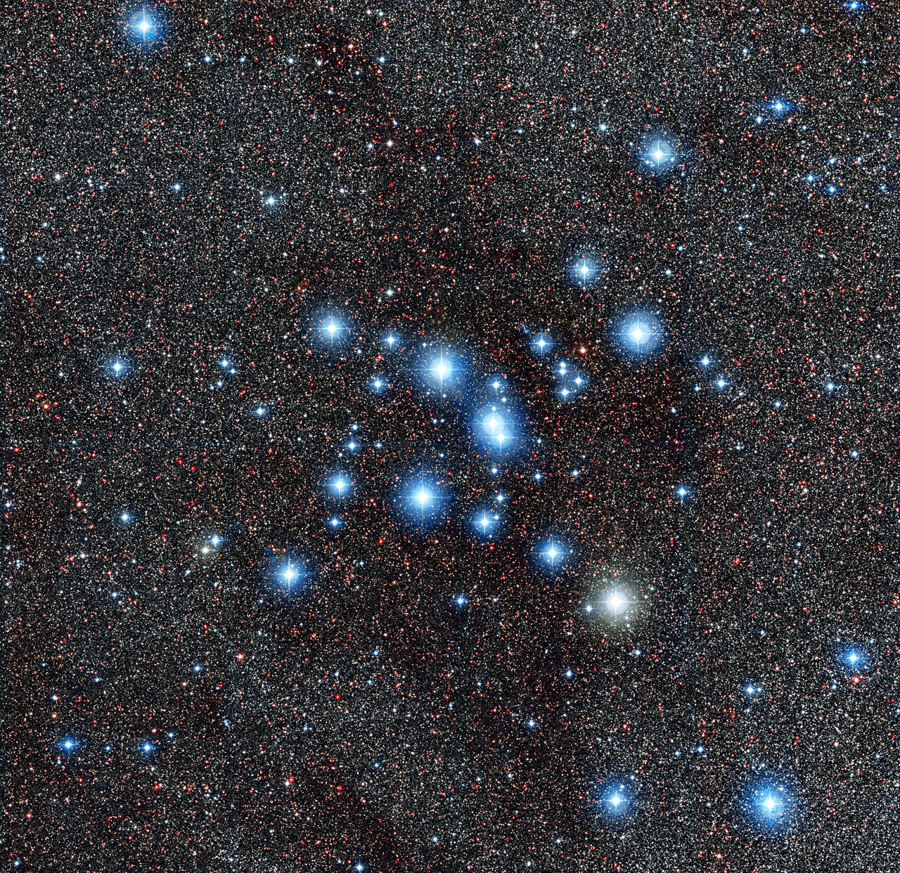 El cúmulo estelar Messier 7, en la nueva fotografía obtenida por ESO. Fuente: ESO.
