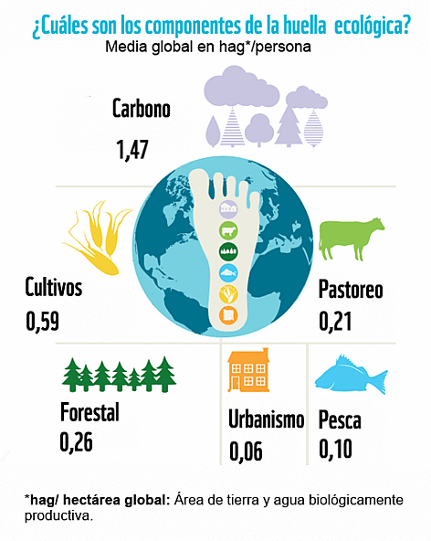 Cálculo de la huella ecológica. Fuente: WWF.