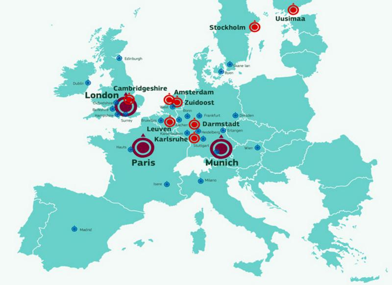 Las regiones de Múnich, Londres y París lideran los polos de excelencia europeos en el ámbito de la TIC, pero Madrid también se encuentra entre los 30 primeros. Imagen: CE. Fuente: SINC.