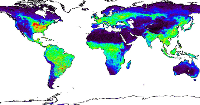 Mapa de la fotosíntesis global. Fuente: CSIC.