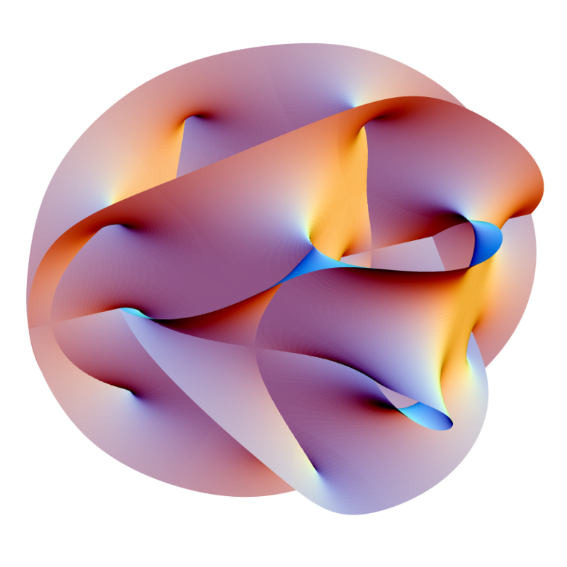Representación visual de las dimensiones extras de la teoría de supercuerdas, ofrece un exótico lenguaje matemático de geometrías multidimensionales sin referencia a fenómenos físicos. Fuente: Wikipedia.