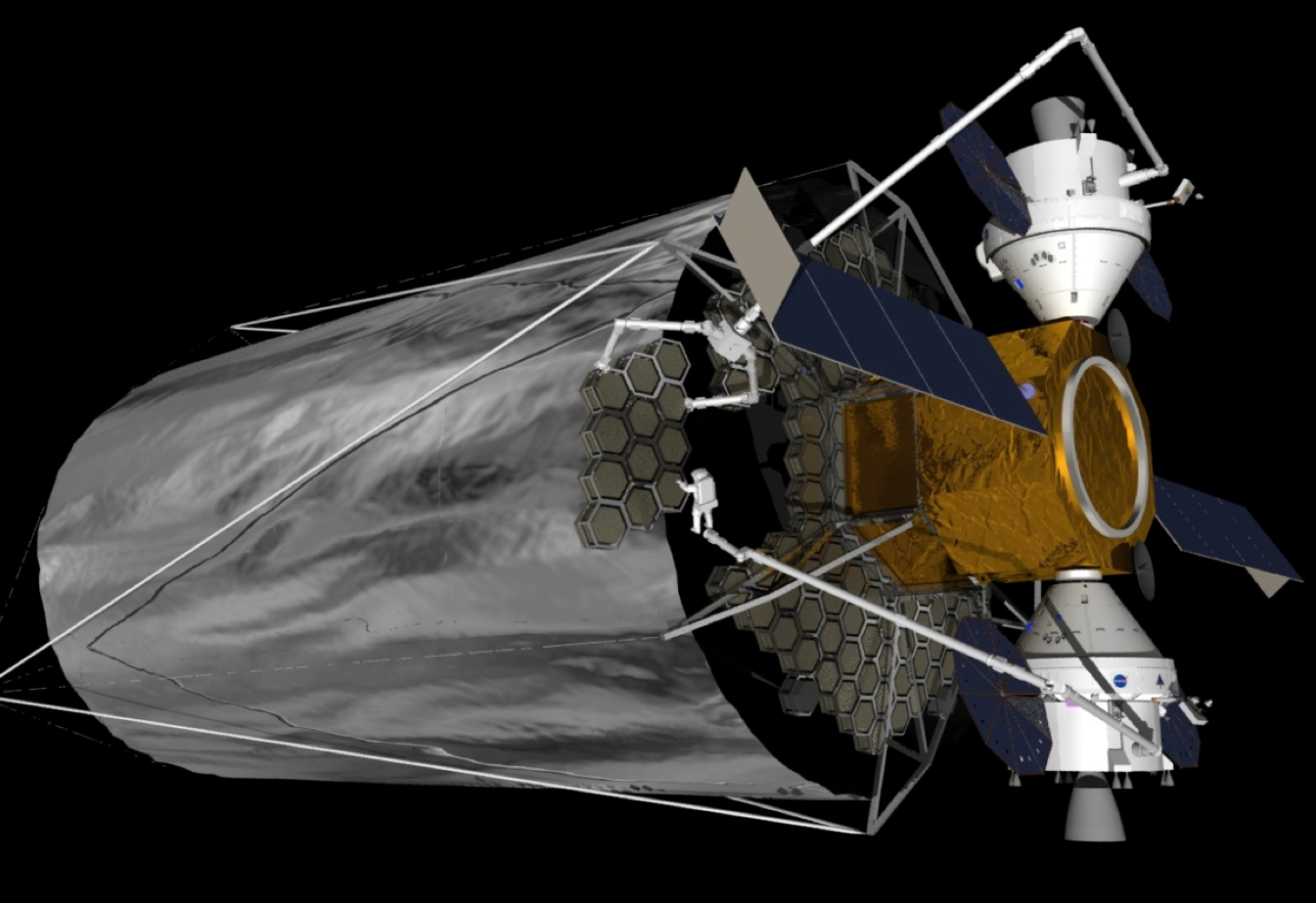 Visión artística del hipotético telescopio ATLAS. Fuente: NASA/Space Telescope Science Institute.