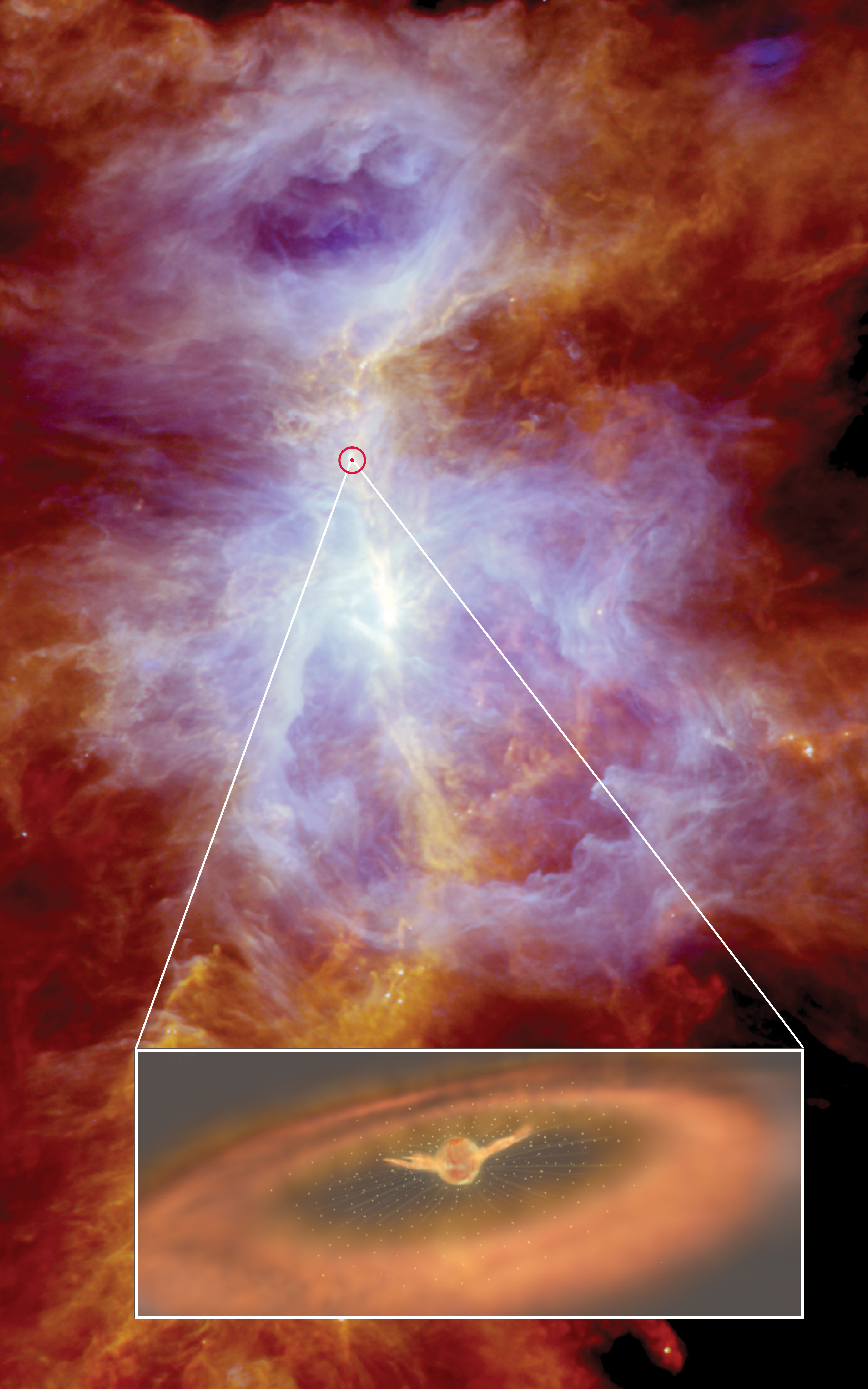 Fuertes vientos en el entorno de una protoestrella en Orión. Fuente: ESA.